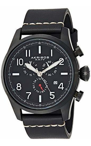 Akribos Xxiv Hombres Del  Último  Reloj Cronógrafo Negro - 3