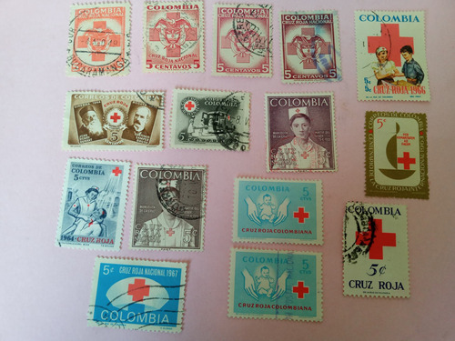 Colombia Cruz Roja 15 Estampillas 1947 A 1961