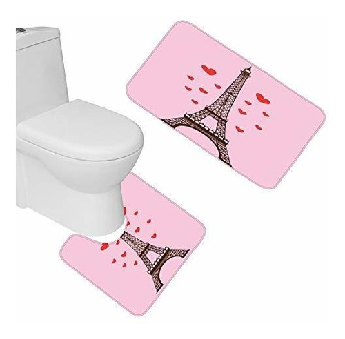 Tapete De Baño - Amagical Romantic Red Hearts Paris Eiffel T