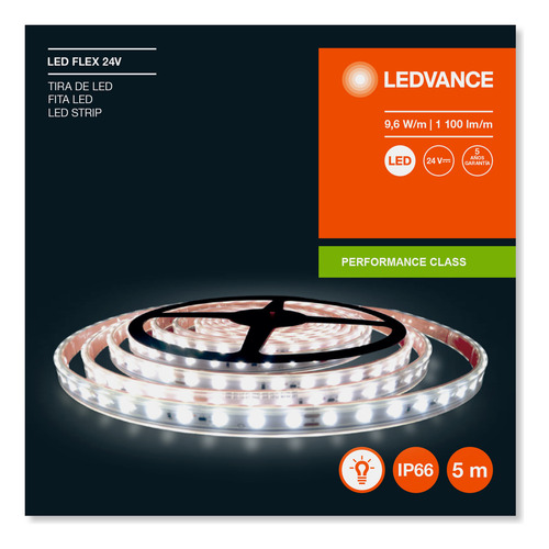 Tira De Led 5m De Longitud 9.6 W Luz Neutra 24v Ledvance