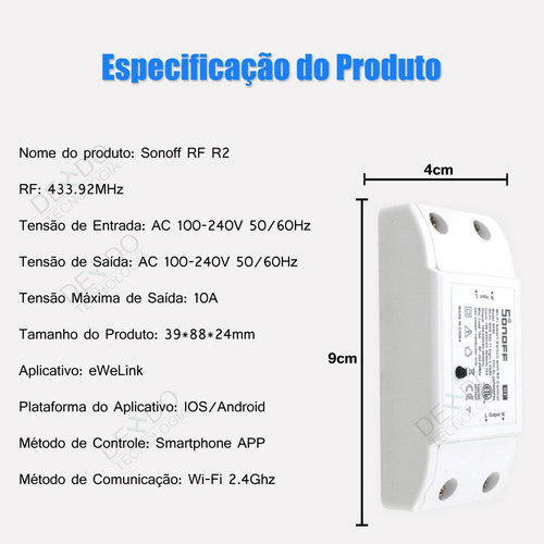 Sonoff Basic R2 Rf433 Interruptor Wifi Automação C/ Controle