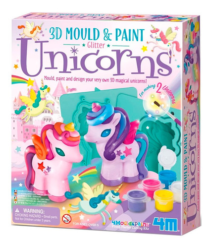 Juego Educativo 4m Moldear Y Pintar Unicornios 3d En Yeso