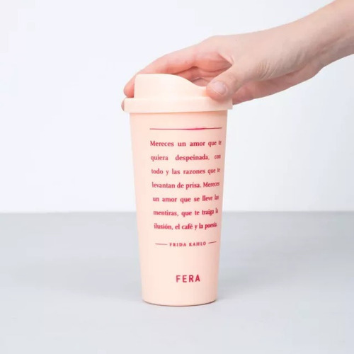 Vaso Termico Cafe Te Taza 500ml Fera Color Rosa Frases