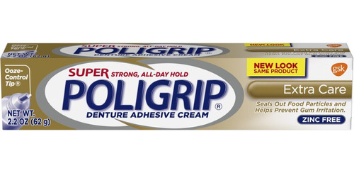 Poligrip Adhesivo Para Dentaduras Postizas, 2.2 Onzas (paque