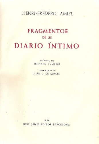 Imagen 1 de 1 de Fragmentos De Un Diario Intimo - Amiel