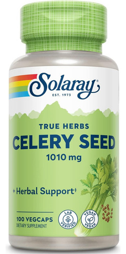 Solaray Celery Seed Semilla De Apio 1010 Mg 100 Cáp Sabor Sin Sabor