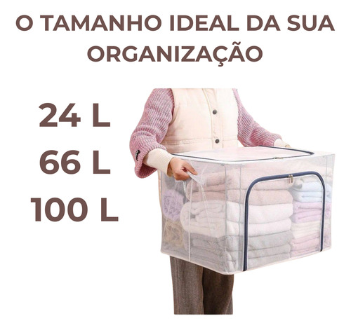 Caixa Organizadora Multiuso 100 Litros Transparente Com Zipe 100 Litros 100 Litros