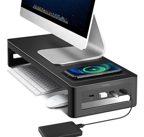 Soporte Para Monitor Con Cargador Inalámbrico Usb