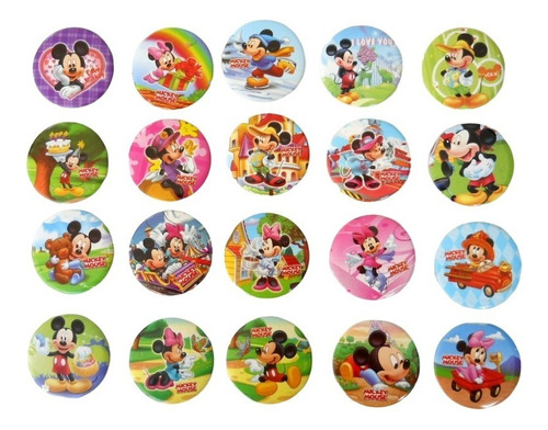 Pins Mickey Y Minnie X 30 Unidades Prendedores Grandes 