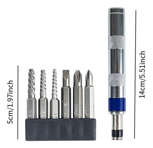 7x Kit De Destornillador De Impacto A Mano Reversible