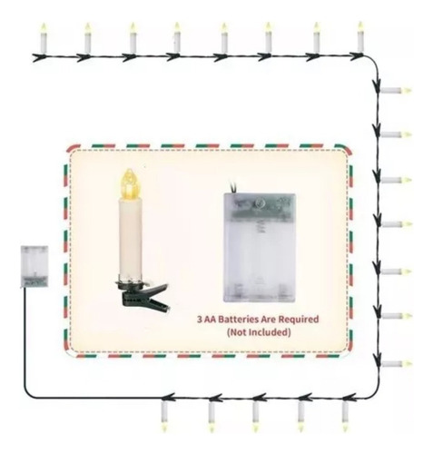 20 Luces Led Con Forma De Vela Para Árbol De Navidad Con Cli