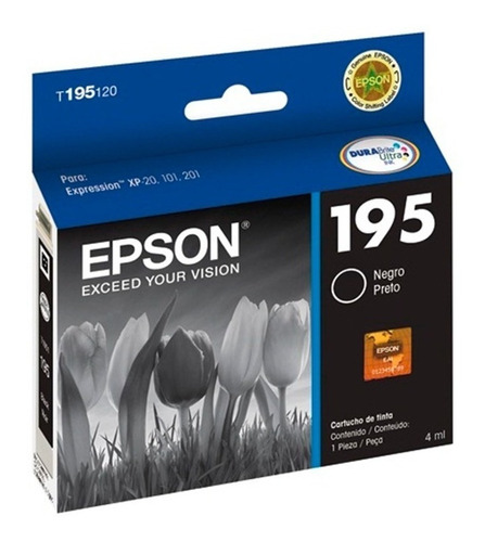 Cartucho Epson 195 Original Negro T195 Xp201 211 211 204 411