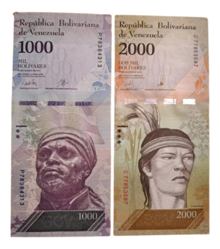 Venezuela X 2 Billetes 1000 Bolívares 2017 Y 2000 ( 2016) Sc