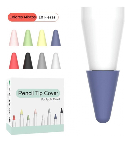 Imagen 1 de 5 de Pack 10 Fundas Protectoras Para Punta Lápiz Apple Pencil 1/2