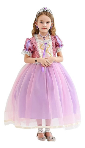Conjunto De Vestido De Princesa Sofía De Rapunzel For Cosplay - Vestido + Cumpleaños Globos + Varita Mágica Accesorios
