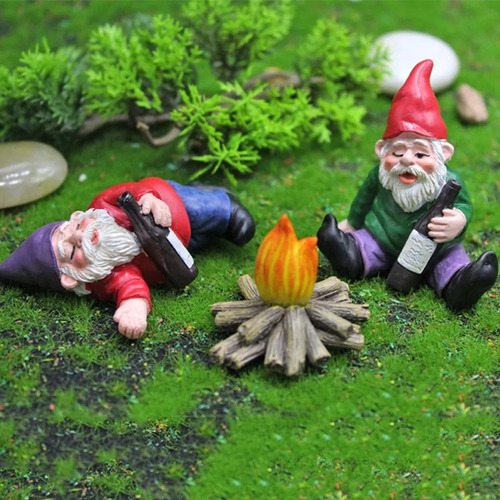 Mini Resina Anão Gnome Estátua Decoração De Jardiml