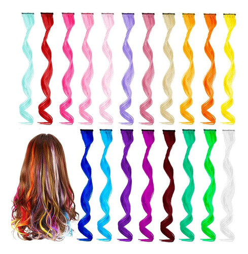 Extensiones Cabello Sintético Rizado Onda Colores Clip 50 Cm