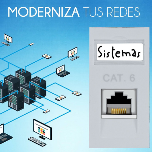 Roseta Jack Rj45 Red Cat 6 Ethernet 8 Hilos Caja Utp 1 Pz