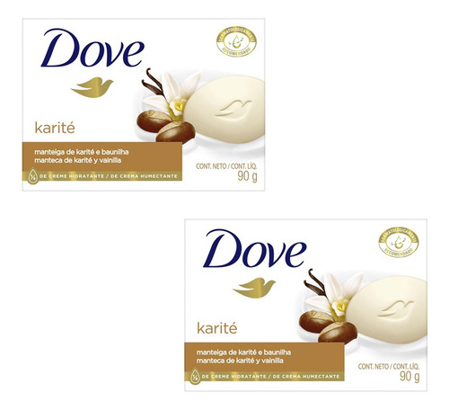 Kit 2 Sabonetes Barra Hidratante Karité E Baunilha Dove 90g