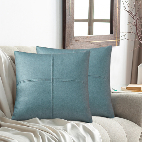 Para Funda De Almohada De Tela Pu Patchwork Para Sofá, Sala