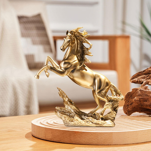 Estatuilla De Estatua De Caballo De Pie, Color Dorado, 15