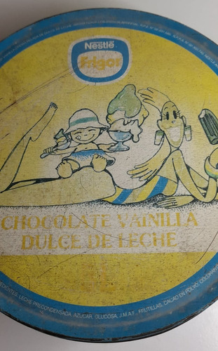 Antigua Lata De Helado Frigor Con Buena Litografia