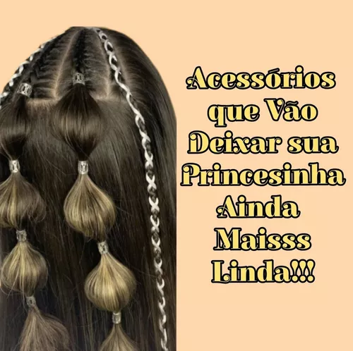 Kit Tererês Coloridos Cabelo Trança Penteado Infantil