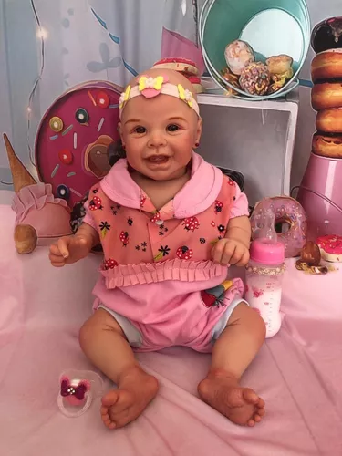 Bebe reborn menina realista um amor de bebe toda silicone