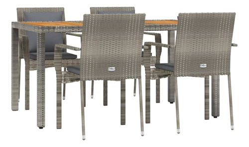 Vidaxl 5-piece Patio Dining Set With Cushions In Gray  W.