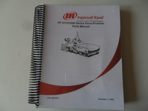 Manual Despiece Pavimentadora Ingersoll Rand Pf 3172 3200