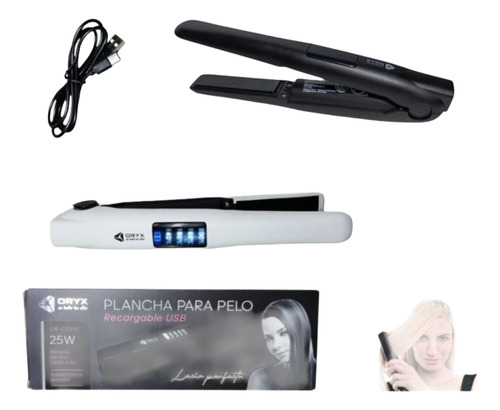 Plancha De Pelo Portátil Inalámbrica Carga Usb Oryx Negro