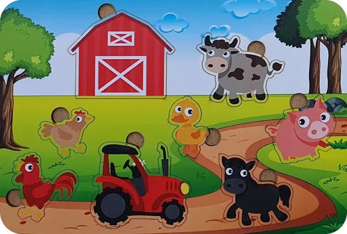 Jogo de Encaixe Pedagógico Animais da Fazenda - Extra Festas
