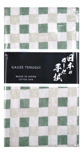 Mikura Doble Gasa Tenugui, Toalla Japonesa, Ichimatsu (verde