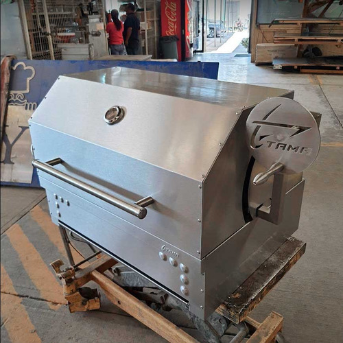 Asadores Argentinos Con Tapa Acero Inoxidable 90×70cm 65kg Color Plateado
