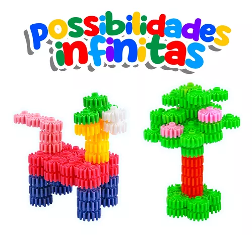 Jogo de Montar Plakt com 84 peças Blocos Brinquedo Educativo