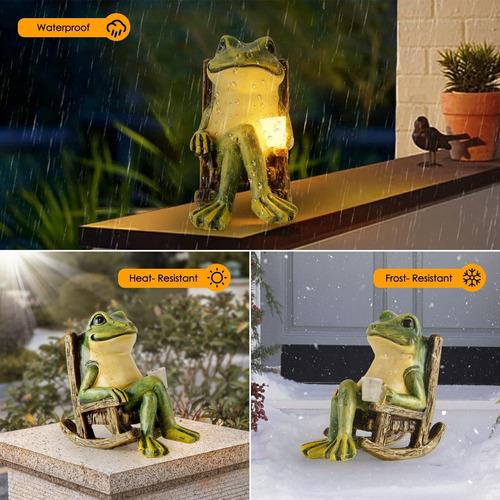 Mini Frog Garden Solar Statue Decoração De Páscoa