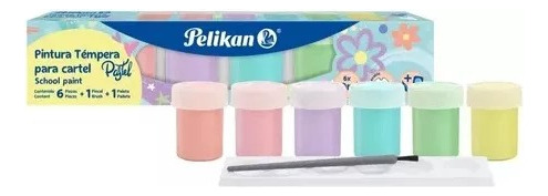 Pack Tempera Escolar Color Pastel Pelikan + Pincel + Paleta