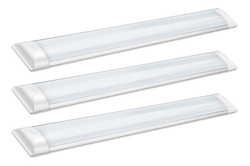 Kit 3 Luminárias Led Slim Tubular 120cm Com Base 6000k  40w