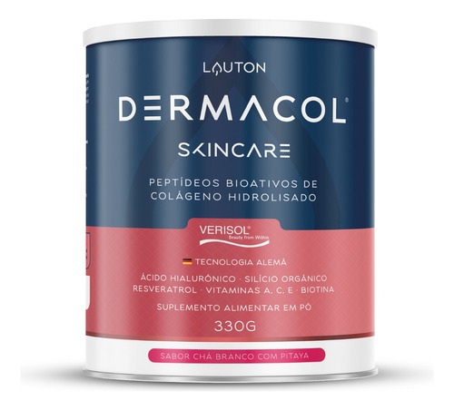 Dermacol® Skincare Colágeno Verisol® Em Pó 330g Lauton Sabor Chá Branco Com Pitaya