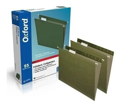 10 Pack Folder Colgante Oxford Carta Verde C/25 Pzas C.u.