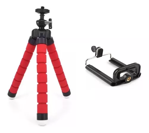 Mini Trípode 18cm Selfie Flexi Pod Para Camara y Celular Rojo