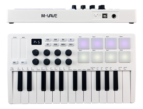 Teclado Usb M-vave Con Control Midi Mini Portátil De 25 Tecl