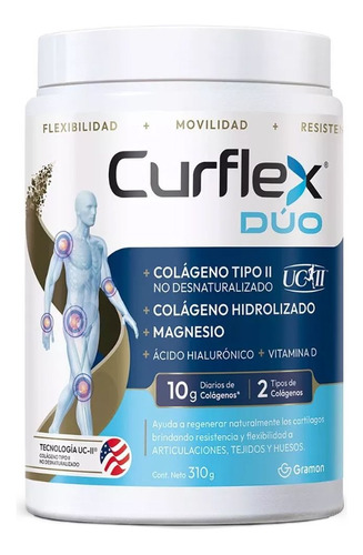 Curflex Duo Colageno+ Magnesio+ A. Hialuronico+ Vit D X 310g