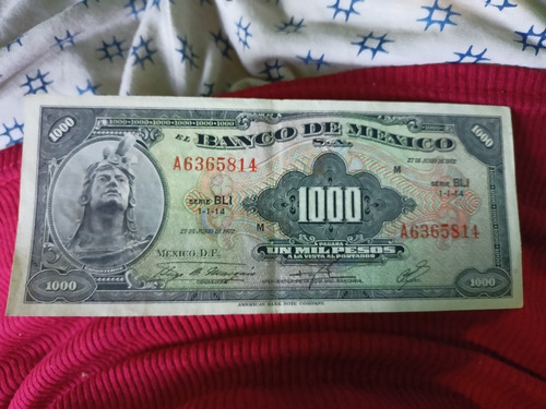 Billete Un $1000 Pesos Cuauhtémoc 1972 Serie Bli