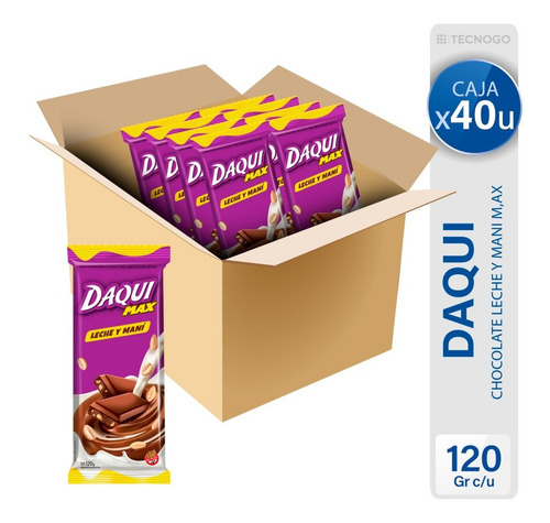 Daqui Max Daqui chocolate con maní sin TACC caja 120 g pack x 40
