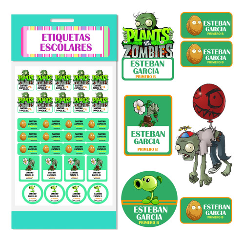 Etiquetas Marcar Ropa Y Utiles Escolares Plantas Vs Zombies