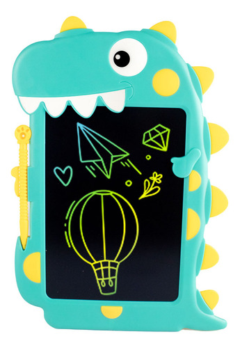 Lousa Mágica Lcd Digital Infantil Tablet Para Crianças Dino Cor Verde