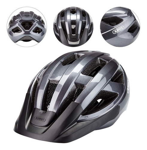 Capacete Abus Macator Inmold Cinza Titanio Ciclismo 21 Tamanho P