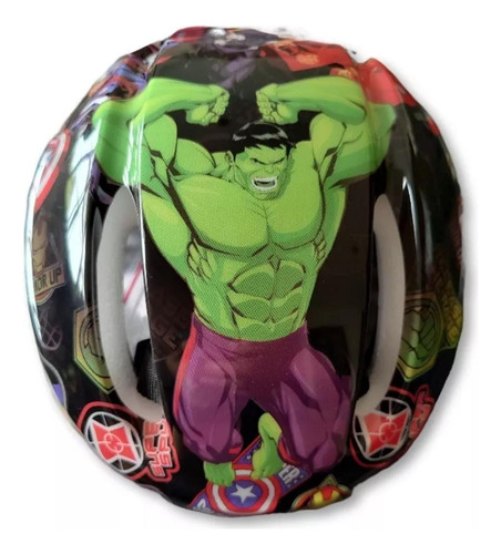 Kit De Casco Rodilleras Coderas Avengers Hulk Thor Cap Niños