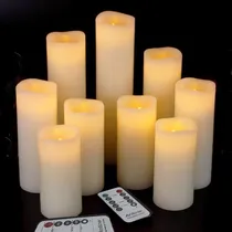 Comprar Pack De 9 Velas Led Sin Llama, Cera Real Temporizador Remoto